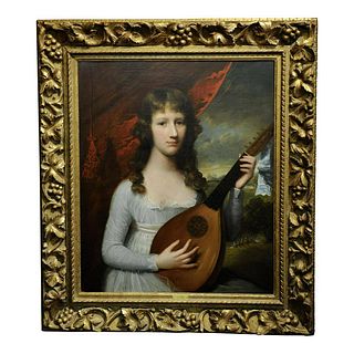 "Portrait of a Girl With Lute" Oil Painting