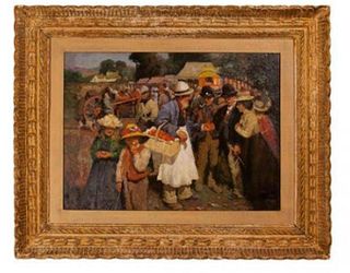 A GALA DAY', ANTIQUE OIL PAINTING AFTER SIR ALFRED
