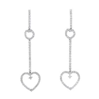 A pair of 9ct gold diamond ear pendants. Each designed as a brilliant-cut diamond heart, to the simi