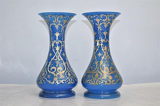 Pair of French Enamel Vases