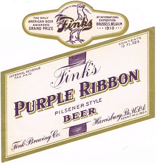 1934 Fink's Purple Ribbon Beer 12oz PA36-01 Harrisburg, Pennsylvania