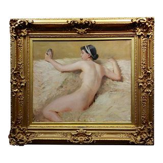 Nude Female Looking Into the Mirror Oil Painting