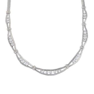 An 18ct gold diamond necklace, designed as a series of graduated brilliant-cut diamonds, with simila