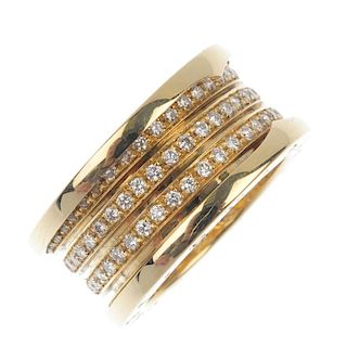 BULGARI - an 18ct gold 'B.Zero1' diamond band ring. Designed as a brilliant-cut diamond articulated