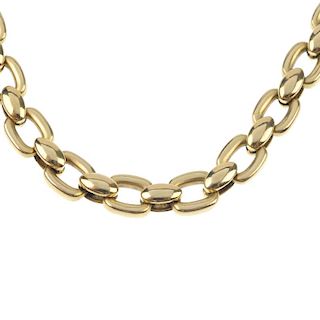 CARTIER - a necklace. Designed as a series of alternating rectangular-shape openwork links and oval-