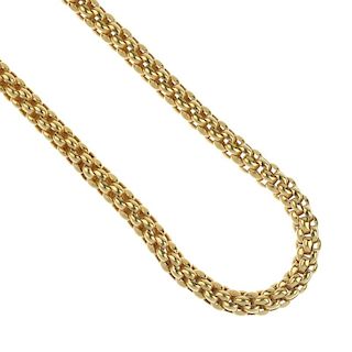 FOPE - an 18ct gold necklace. The fancy-link chain, to the lobster claw clasp. Signed Fope. Hallmark