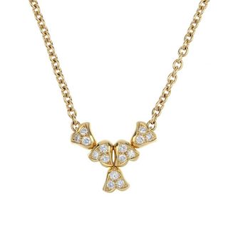 GARRARD - an 18ct gold diamond necklace. Designed as a series of stylised floral brilliant-cut diamo
