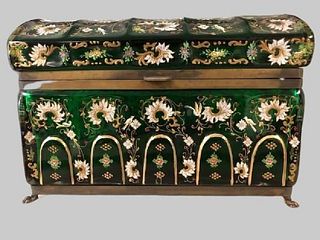 MAGNIFICENT PAIR OF LARGE OVERLAY ENAMELLED CASKET
