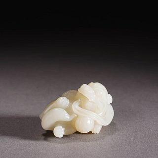 Carved White Jade Mythical Beast Paper Weight