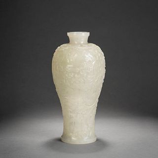 Carved White Jade Landscape Meiping