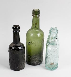 A box containing a collection of assorted glass bottles Staffordshire interest, to include Staffords