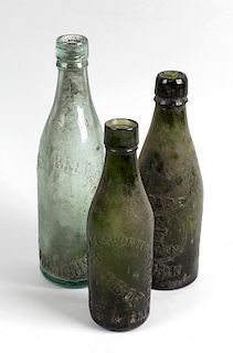 A box containing a large collection of assorted glass bottles Birmingham interest, to include 'Birbo
