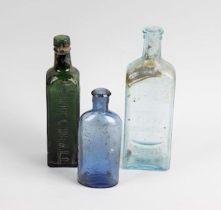 Two boxes containing a large collection of assorted glass bottles To include apothecary examples by