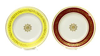 A set of six Royal Worcester porcelain Long Service plates. Awarded to Flo Harvey for 10, 15, 20, 25