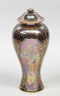 A fine Wedgwood Prestige Fairyland Lustre exclusive exhibition baluster vase and cover. Pattern Z496