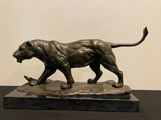 Bronze Lion Statue Signed MILO