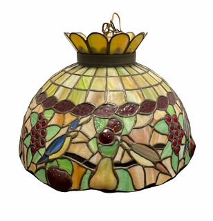 Victoria Leaded Lamp #2 Fruit and Bird Motif