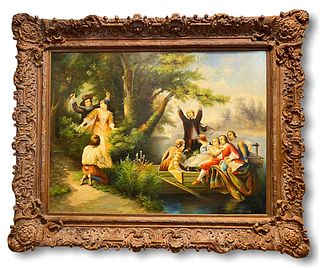 Very Large Oil Painting of Classical Scene with People
