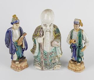 A box containing various Oriental figures, etc. To include an example modelled as Fukurokuju dressed