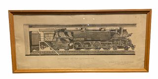Pencil Drawing of Locomotive at Museum of Science and Industry, February 13th, 1932