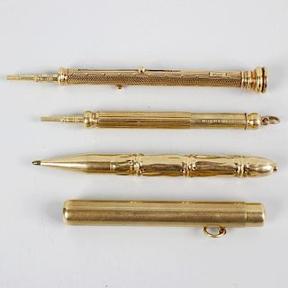 A 15ct gold Goldsmiths Alliance combination fountain pen and pencil, having inset seal terminal, tog