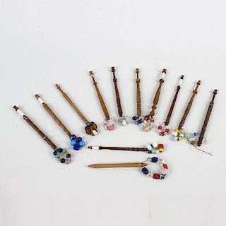 A large collection of treen lacemaking bobbins. Mostly 19th century, assorted sizes and styles, many