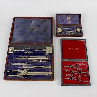 A collection of eight cased drawing instruments. Comprising: cased sets by Harling and by John Wrigh