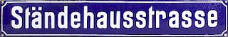 A group of German enamel street signs Each with white lettering on rectangular white-bordered blue g