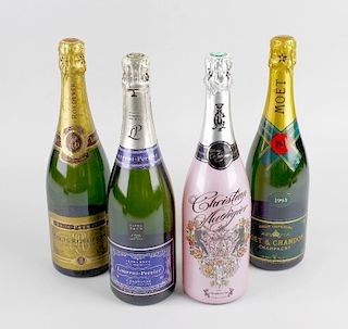 Four bottles of champagne, comprising Moet & Chandon, vintage 1993 champagne, within original presen