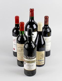Six bottles of assorted wines, comprising Vigna Farina Giacomo Ascheri Barolo 1985, 750 ml, 13.5% vo