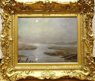 19th Century Thames River London Moonlit Nocturne James
