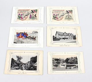 A collection of W. H. Grant woven silk postcards and greetings cards. Each having a Stevengraph-styl
