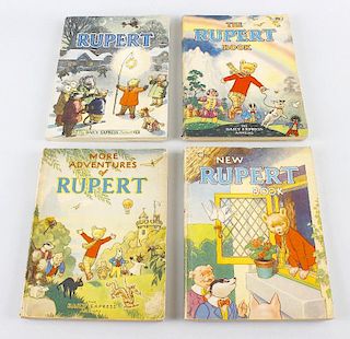 A box containing eight Daily Express Rupert the Bear children's books, and fifty-nine Daily Express