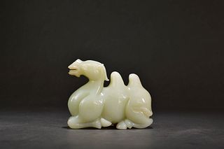 Carved Hetian White Jade Bactrian Camel Ornament
