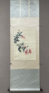 Chinese Flower Painting Paper Scroll