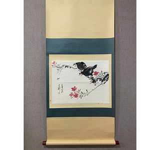 Chinese Bird Painting Paper Scroll