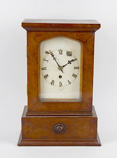 A Victorian mahogany single fusee mantel or bracket clock, Anonymous, circa 1850, the white painted
