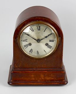 Two early 20th century mantel clocks. Comprising a mahogany example by Gustav Becker with 5 silvered