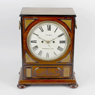 A 19th century mahogany twin fusee bracket clock The 8-inch cream-painted convex Roman dial inscribe