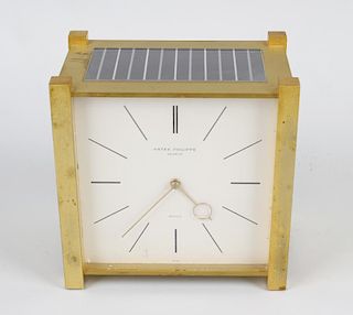 An unusual 1970s Patek Phillippe solar-powered desk timepiece The 4.5-inch square dial with baton ho