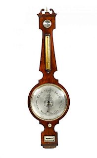 A large mid 19th century mahogany wheel barometer, Ronchetti, Manchester, (fl. 1832-1852), the 12-in