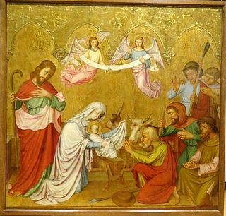 Large German 16th Century Old Master Adoration Of The