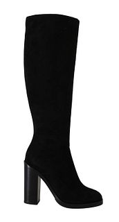 DOLCE & GABBANA BLACK SUEDE LEATHER KNEE HIGH BOOTS