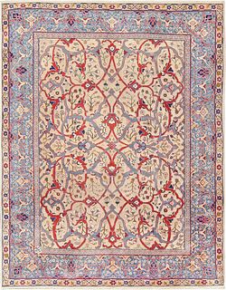 ANTIQUE ROOM SIZE PERSIAN TABRIZ AREA RUG. 10 ft 2 in x 7 ft 10 in (3.1 m x 2.39 m).