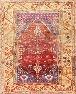 ANTIQUE TURKISH KULA RUG. 6 ft 9 in x 5 ft 8 in (2.06 m x 1.73 m).