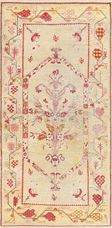 ANTIQUE SHABBY CHIC TRIBAL TURKISH GHIORDES RUG - No reserve. 6 ft 5 in x 3 ft 5 in (1.96 m x 1.04 m).