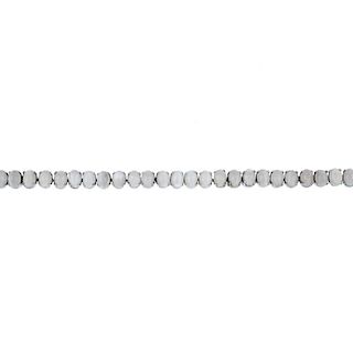 A moonstone bracelet. The line bracelet comprising thirty-two oval cabochon moonstones, to the push-