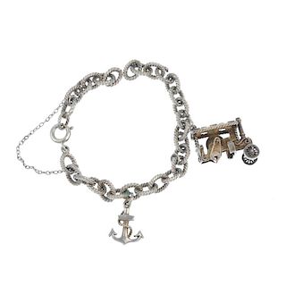 A selection of charms and broken charm bracelets. To include one hundred charms, including one by Be