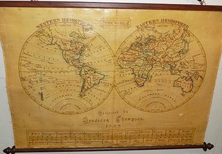 1837 HAND DRAWN HEMISPHERE MAP