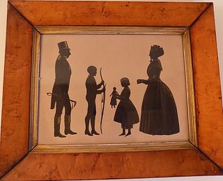 EARLY SILHOUETTE PAINTING OF FAMILY